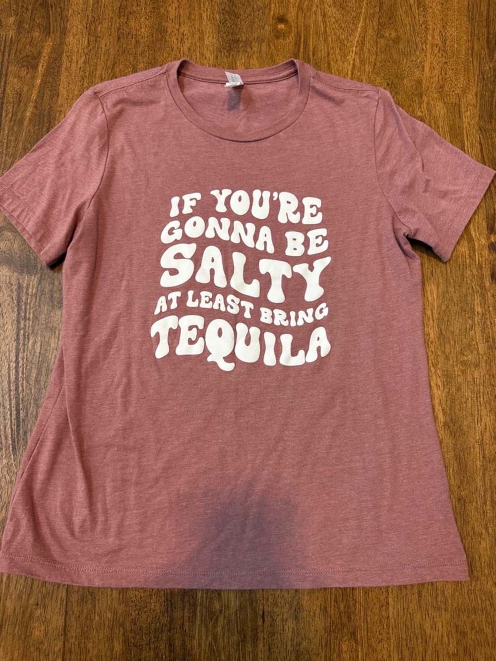 Bella Canvas Mauve-Pink Graphic Short Sleeve Tee - Salty Tequila Slogan
